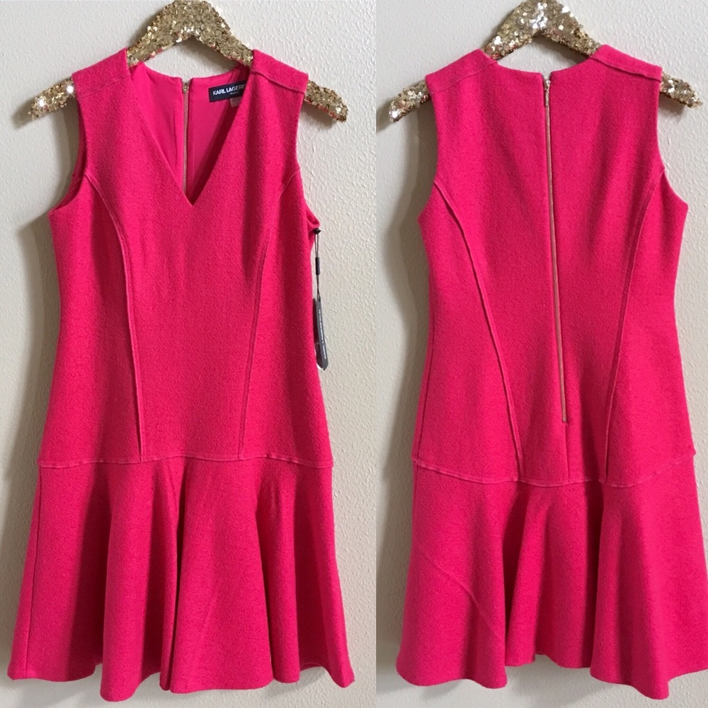 Karl Lagerfeld Raspberry Pink Boucle Dress